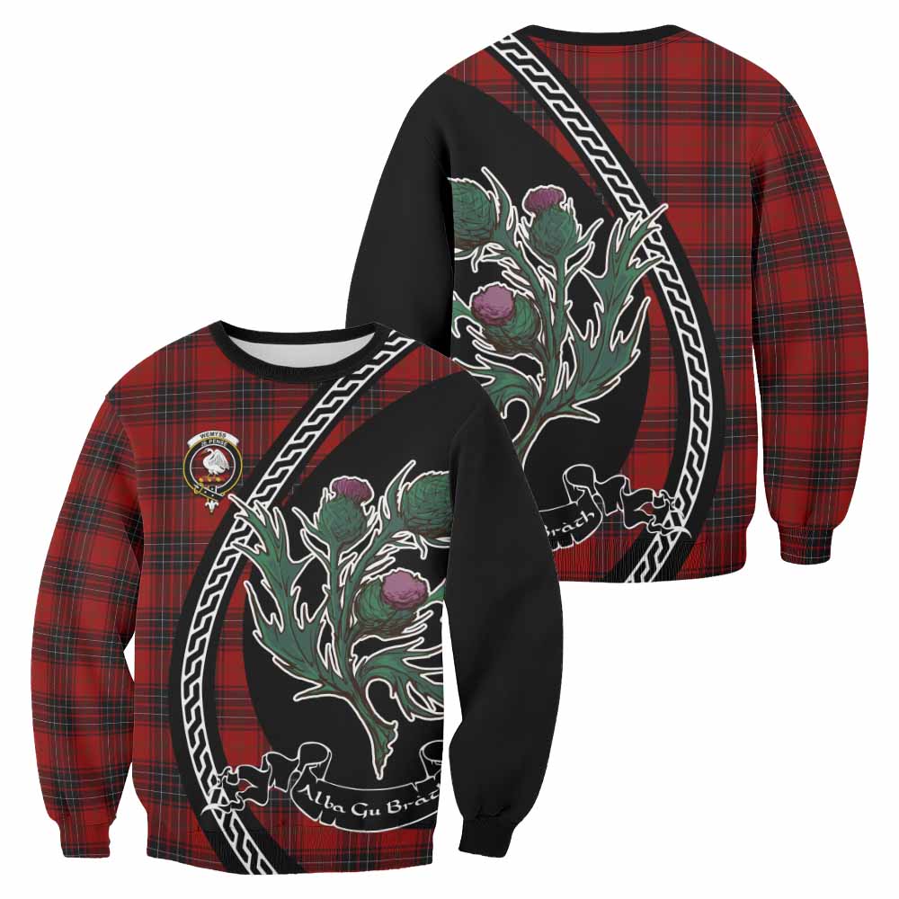 Wemyss Family Crest Tartan Sweatshirt Alba Thistle Inspired - Tartan Vibes Clothing