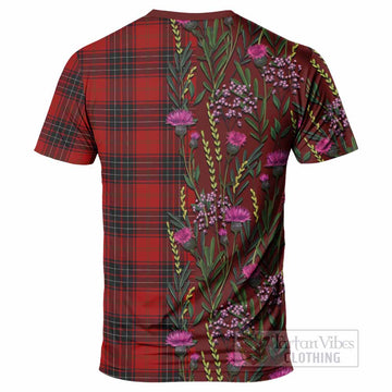 Wemyss Family Crest Tartan T-Shirt Scottish Thistle Flower Pattern Half Style - Tartan Vibes Clothing