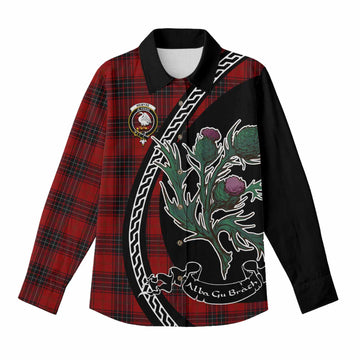 Wemyss Family Crest Tartan Women Casual Shirt Alba Thistle Inspired - Tartan Vibes Clothing