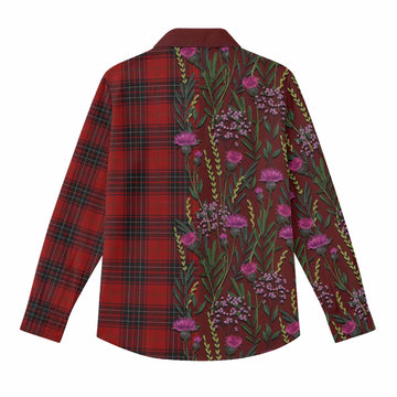 Wemyss Family Crest Tartan Women Casual Shirt Scottish Thistle Flower Pattern Half Style - Tartan Vibes Clothing