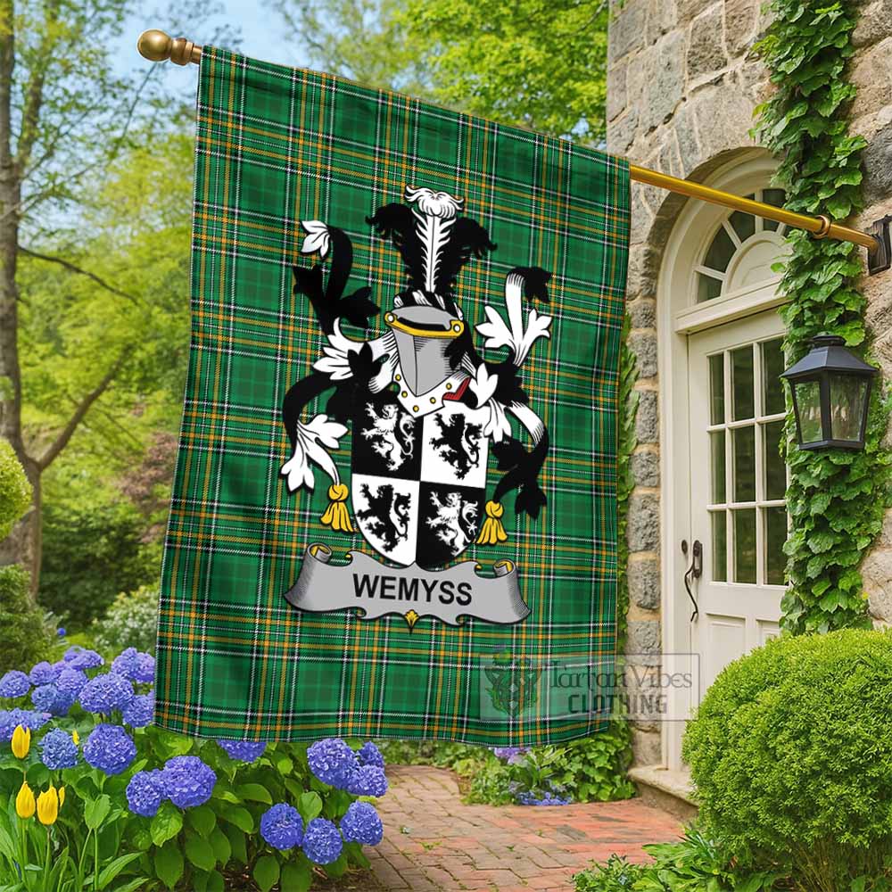 Wemyss Irish Clan Tartan Flag with Coat of Arms