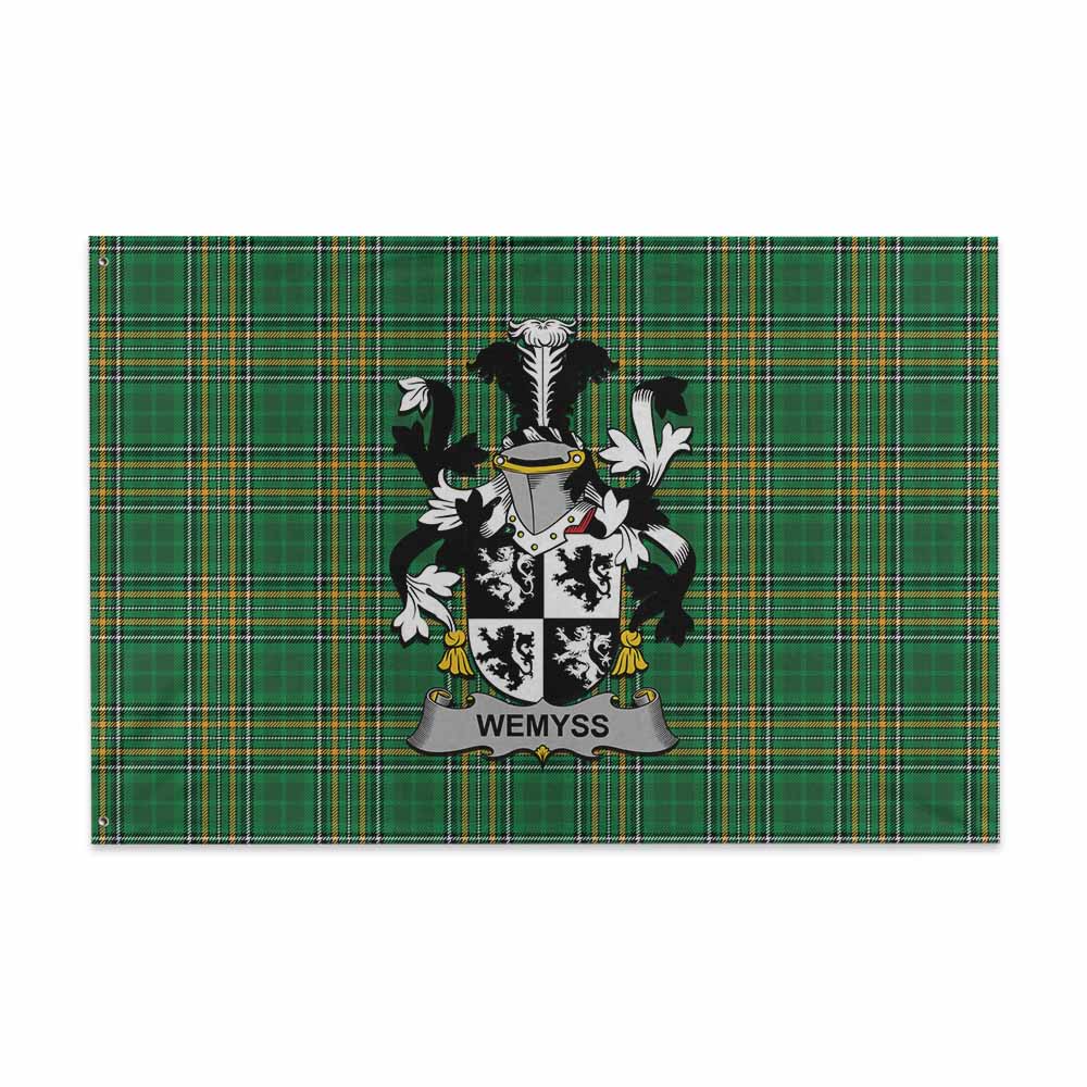 Tartan Vibes Clothing Wemyss Irish Clan Tartan House Flag with Coat of Arms