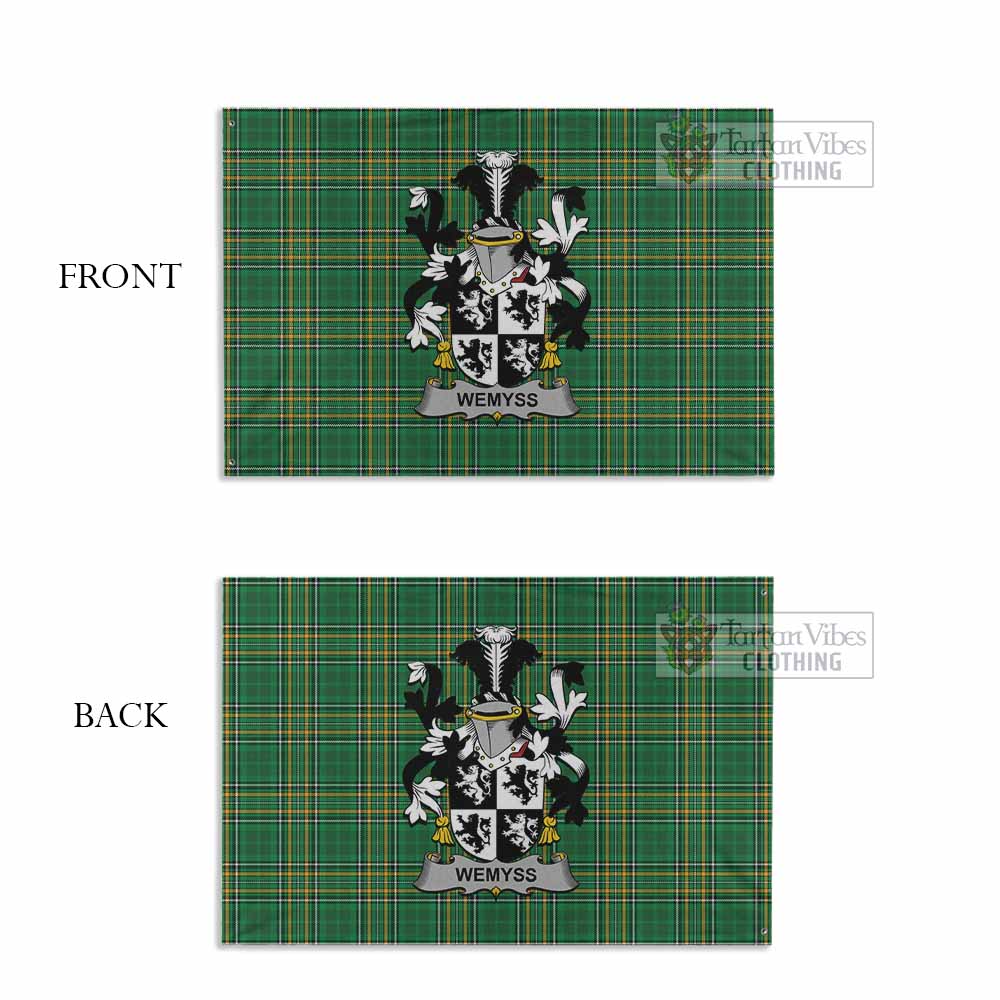 Tartan Vibes Clothing Wemyss Irish Clan Tartan House Flag with Coat of Arms