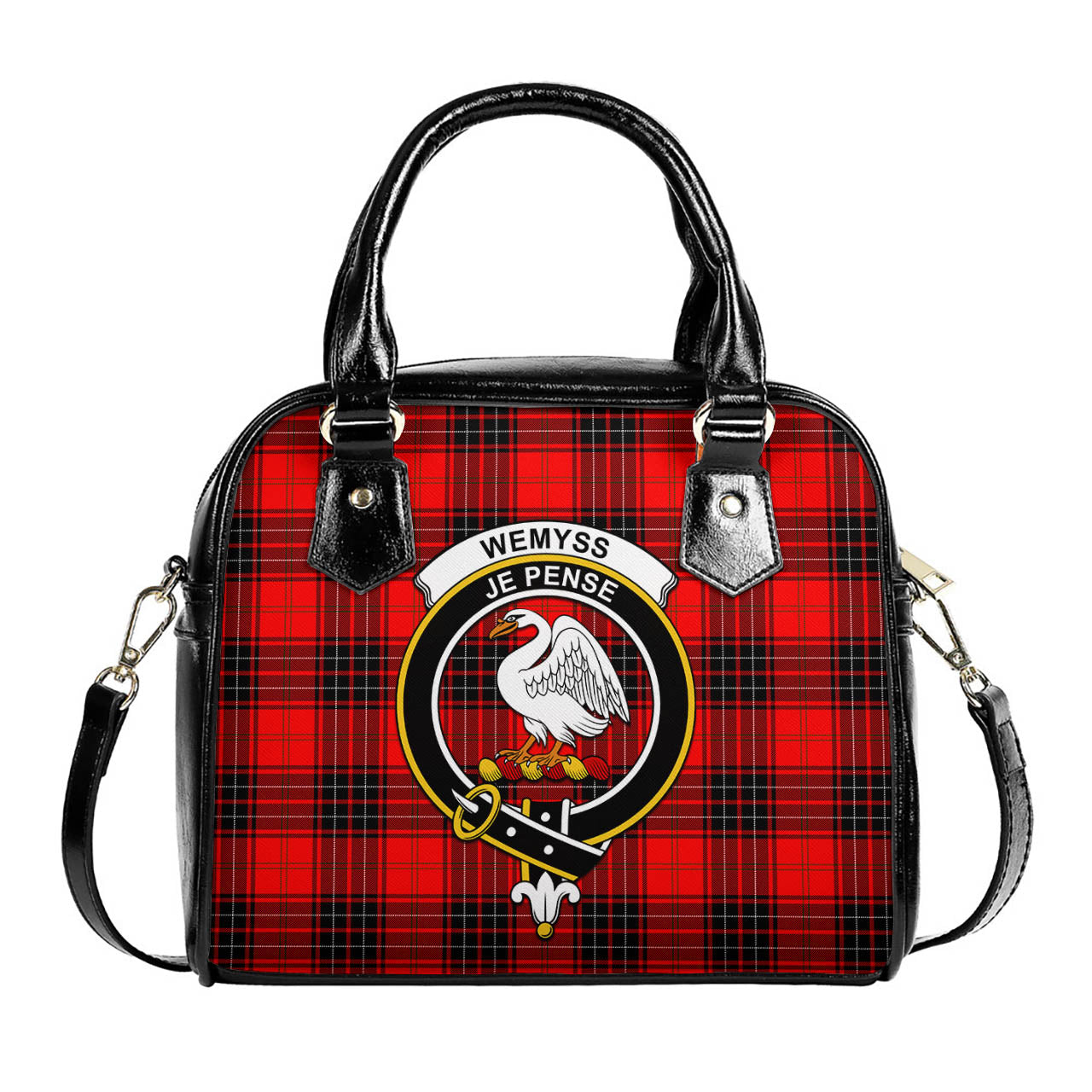 Wemyss Modern Tartan Shoulder Handbags with Family Crest One Size 6*25*22 cm - Tartanvibesclothing