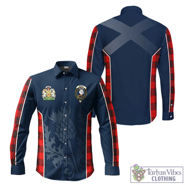 Wemyss Modern Tartan Long Sleeve Button Up Shirt with Family Crest and Scottish Thistle Vibes Sport Style