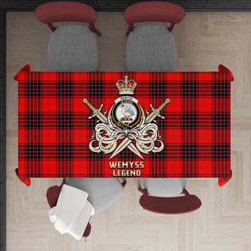 Wemyss Modern Tartan Tablecloth with Clan Crest and the Golden Sword of Courageous Legacy
