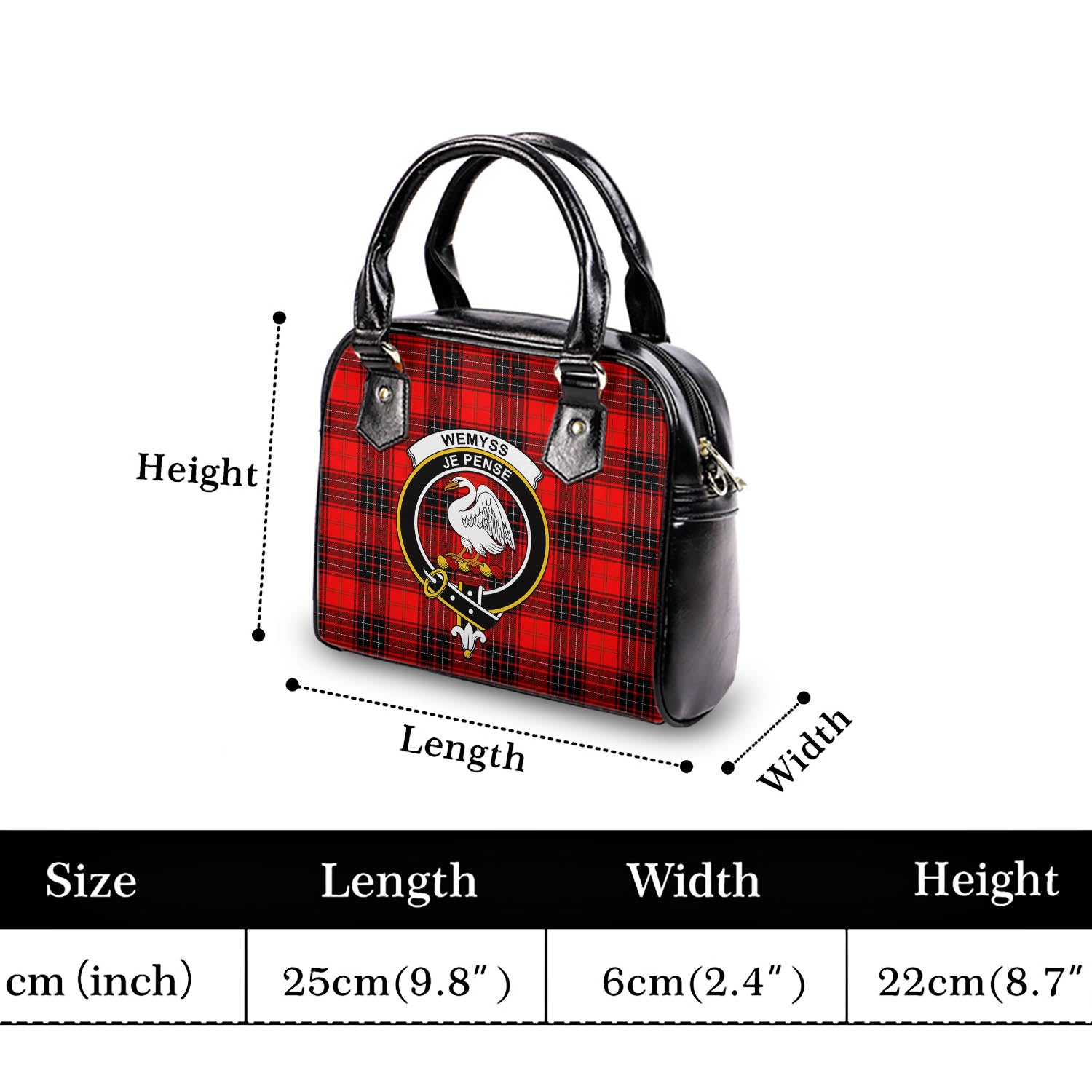 Wemyss Modern Tartan Shoulder Handbags with Family Crest - Tartanvibesclothing