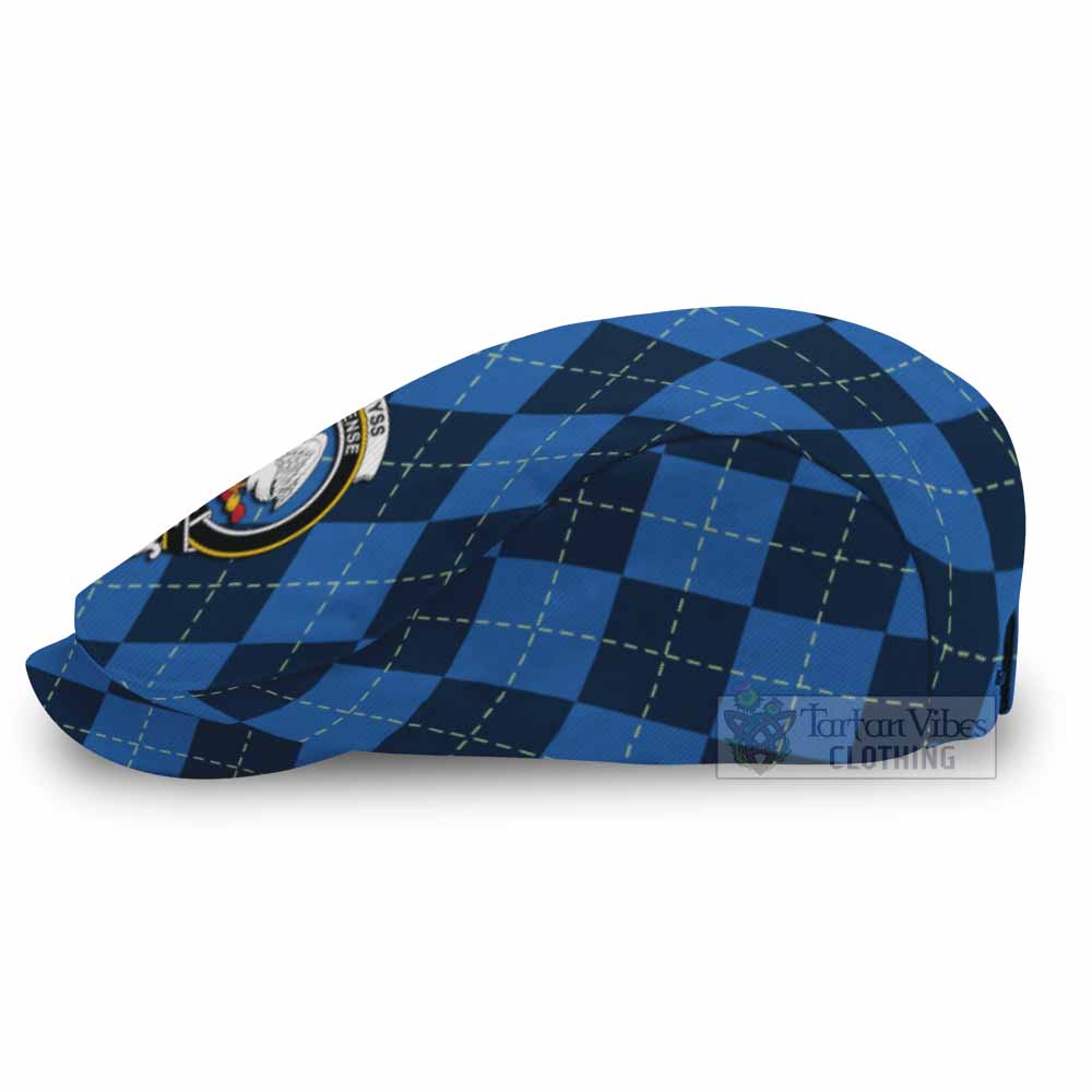 Wemyss Scottish Family Crest Flat Cap, Jeff Cap Navy Argyle Classic Style - Tartan Vibes Clothing