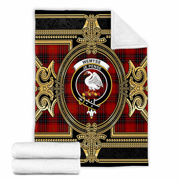 Wemyss Scottish Tartan Crest Blanket Royal Stylized