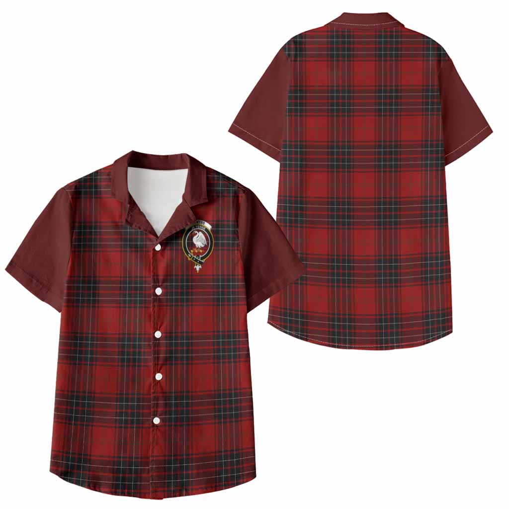 Wemyss Tartan Accent Kid Hawaiian Shirt with Family Crest