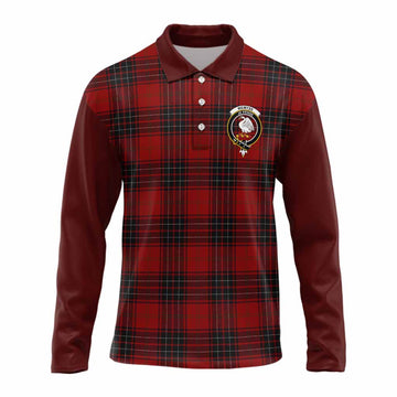 Wemyss Tartan Accent Long Sleeve Polo Shirt with Family Crest