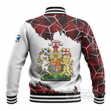 Wemyss Tartan Baseball Jacket with Family Crest and Lion Rampant Grunge Style