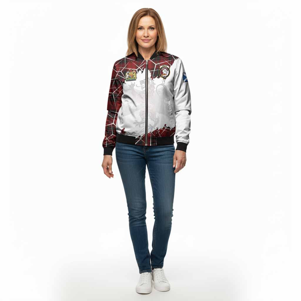 Wemyss Tartan Bomber Jacket with Family Crest and Lion Rampant Grunge Style