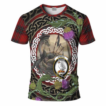 Wemyss Tartan Crest Bagpipe Nessie T-Shirt Scottish Loch Ness Monster Celtic Thistle