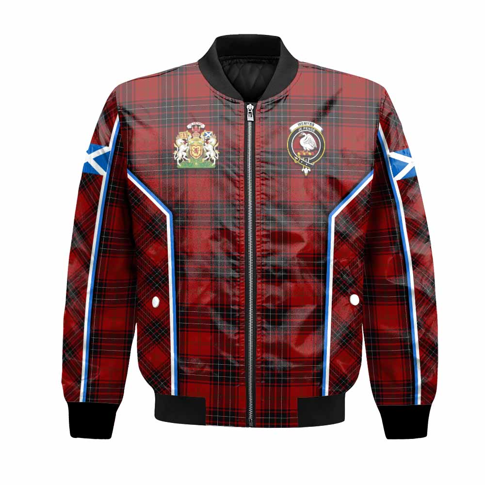 Wemyss Tartan Crest Bomber Jacket Scotland Coat of Arm Flag Style - Tartan Vibes Clothing