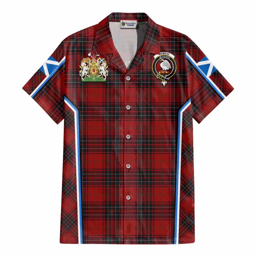 Wemyss Tartan Crest Cotton Hawaiian Shirt Scotland Coat of Arm Flag Style - Tartan Vibes Clothing