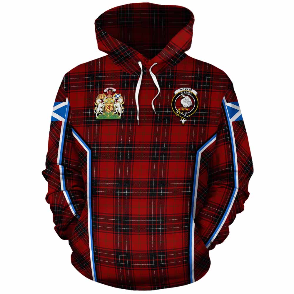 Wemyss Tartan Crest Cotton Hoodie Scotland Coat of Arm Flag Style - Tartan Vibes Clothing