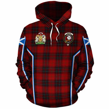 Wemyss Tartan Crest Cotton Hoodie Scotland Coat of Arm Flag Style