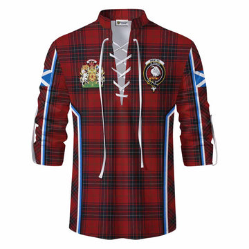 Wemyss Tartan Crest Ghillie Kilt Shirt Scotland Coat of Arm Flag Style - Tartan Vibes Clothing