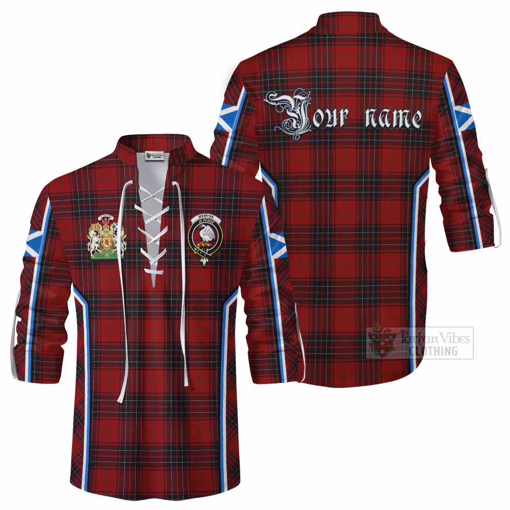 Wemyss Tartan Crest Ghillie Kilt Shirt Scotland Coat of Arm Flag Style - Tartan Vibes Clothing