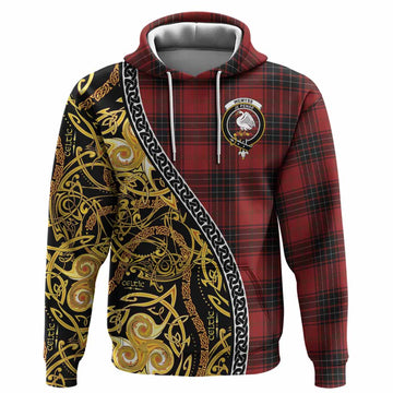 Wemyss Tartan Crest Hoodie Celtic Knot and Triple Trickle Spiral Symbols