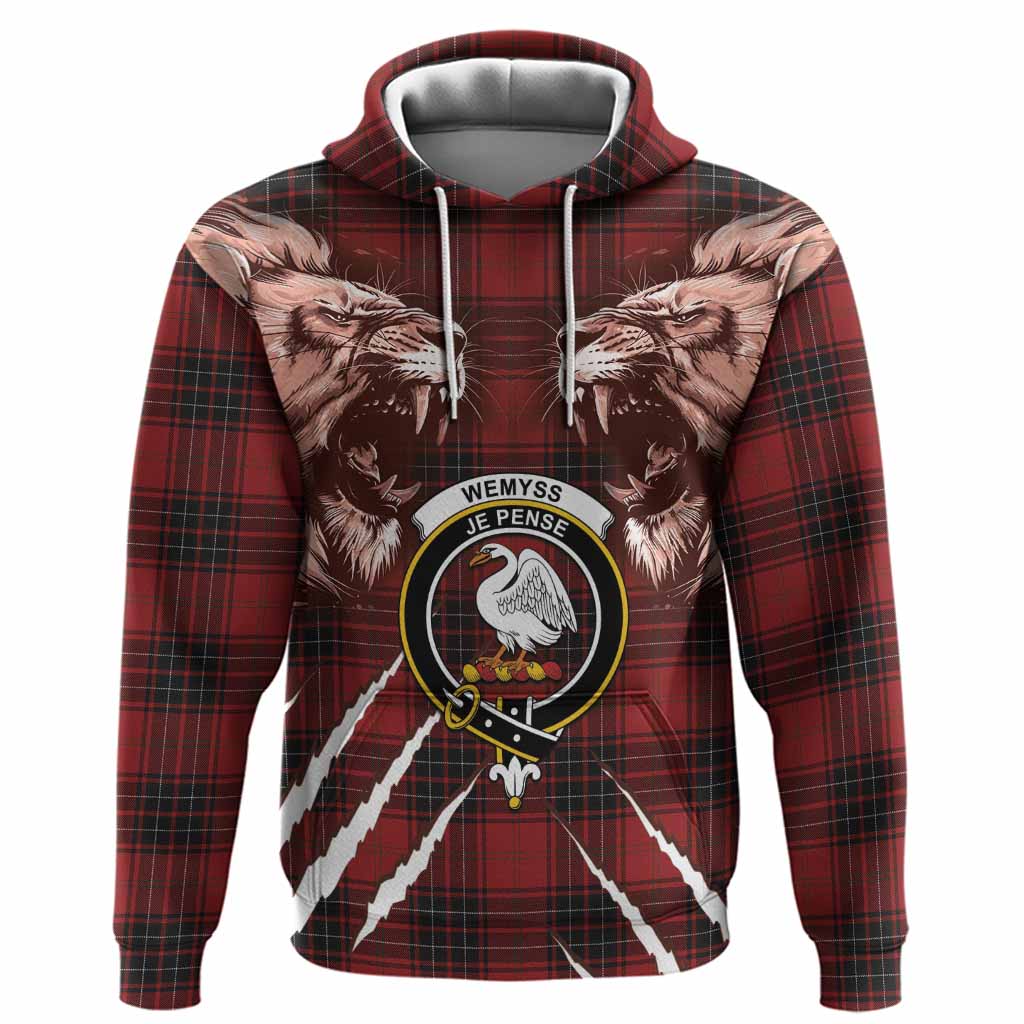 Wemyss Tartan Crest Hoodie Ferocious Lion Style