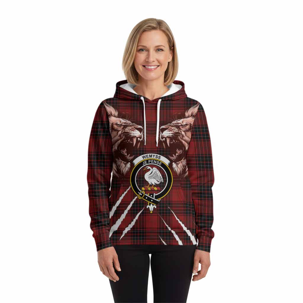Wemyss Tartan Crest Hoodie Ferocious Lion Style