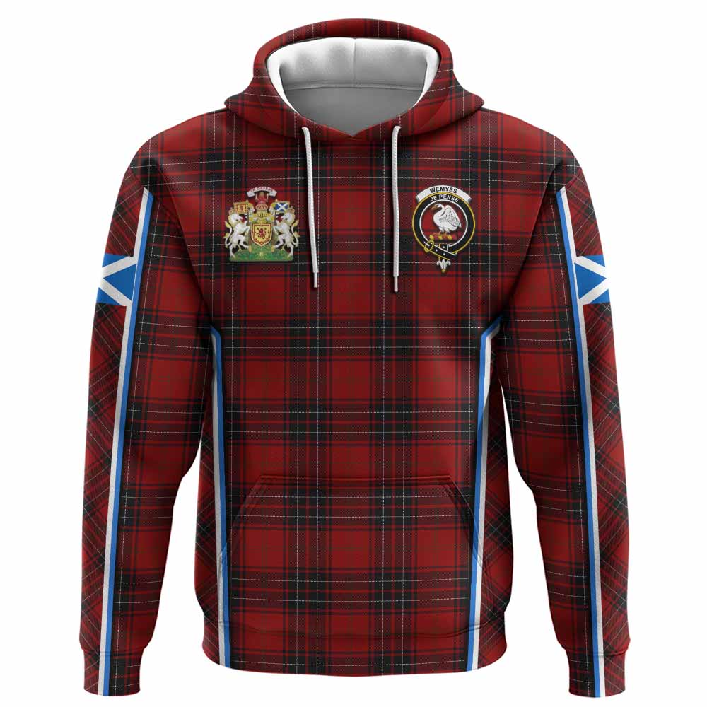 Wemyss Tartan Crest Hoodie Scotland Coat of Arm Flag Style - Tartan Vibes Clothing