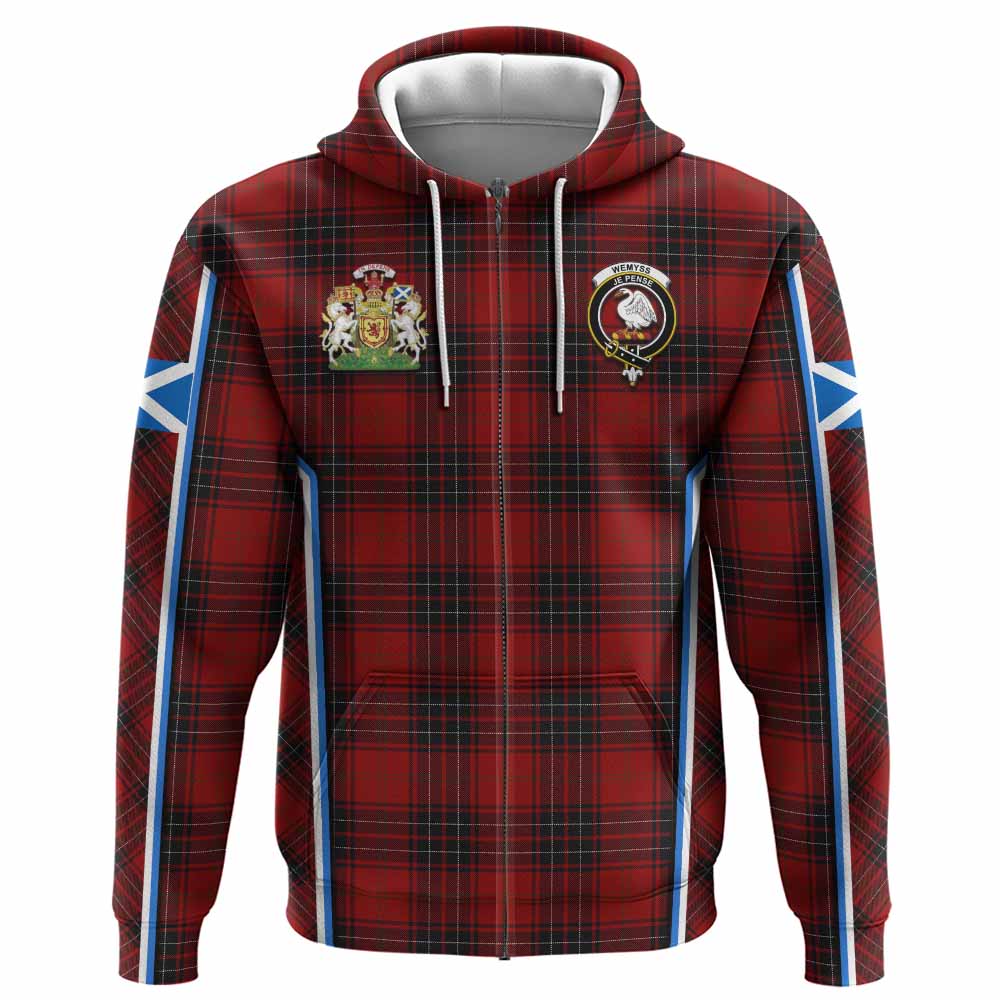 Wemyss Tartan Crest Hoodie Scotland Coat of Arm Flag Style - Tartan Vibes Clothing