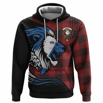 Wemyss Tartan Crest Hoodie Scottish Golden Lions Wave Flow
