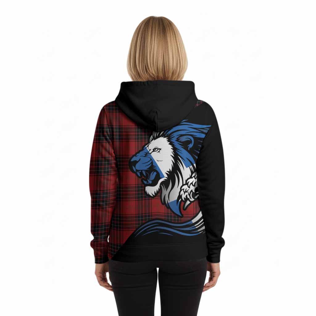 Wemyss Tartan Crest Hoodie Scottish Golden Lions Wave Flow