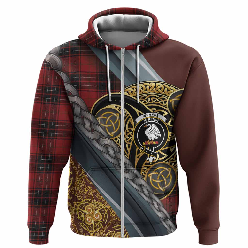 Wemyss Tartan Crest Hoodie Scottish Triskele Celtic