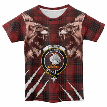 Wemyss Tartan Crest Kid T-shirt Ferocious Lion Style