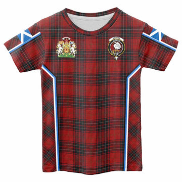 Wemyss Tartan Crest Kid T-shirt Scotland Coat of Arm Flag Style
