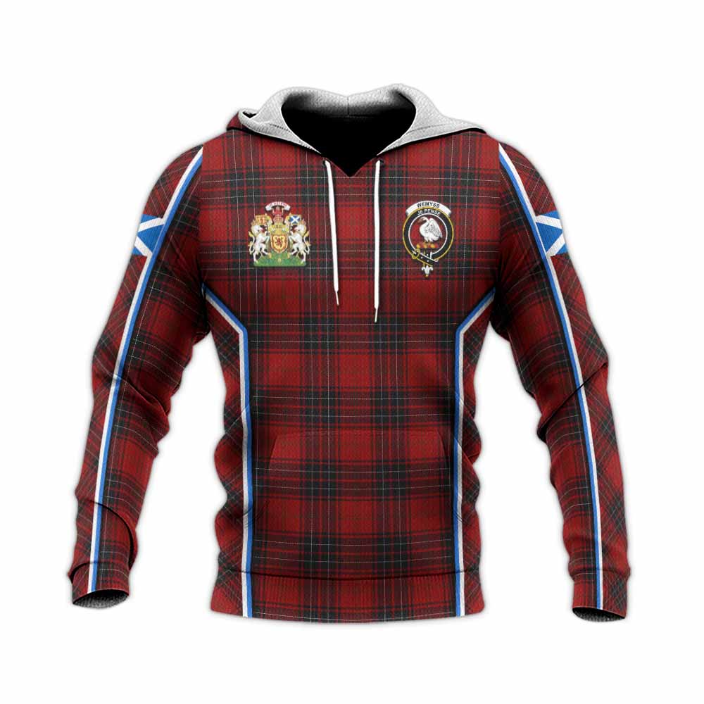 Wemyss Tartan Crest Knitted Hoodie Scotland Coat of Arm Flag Style - Tartan Vibes Clothing