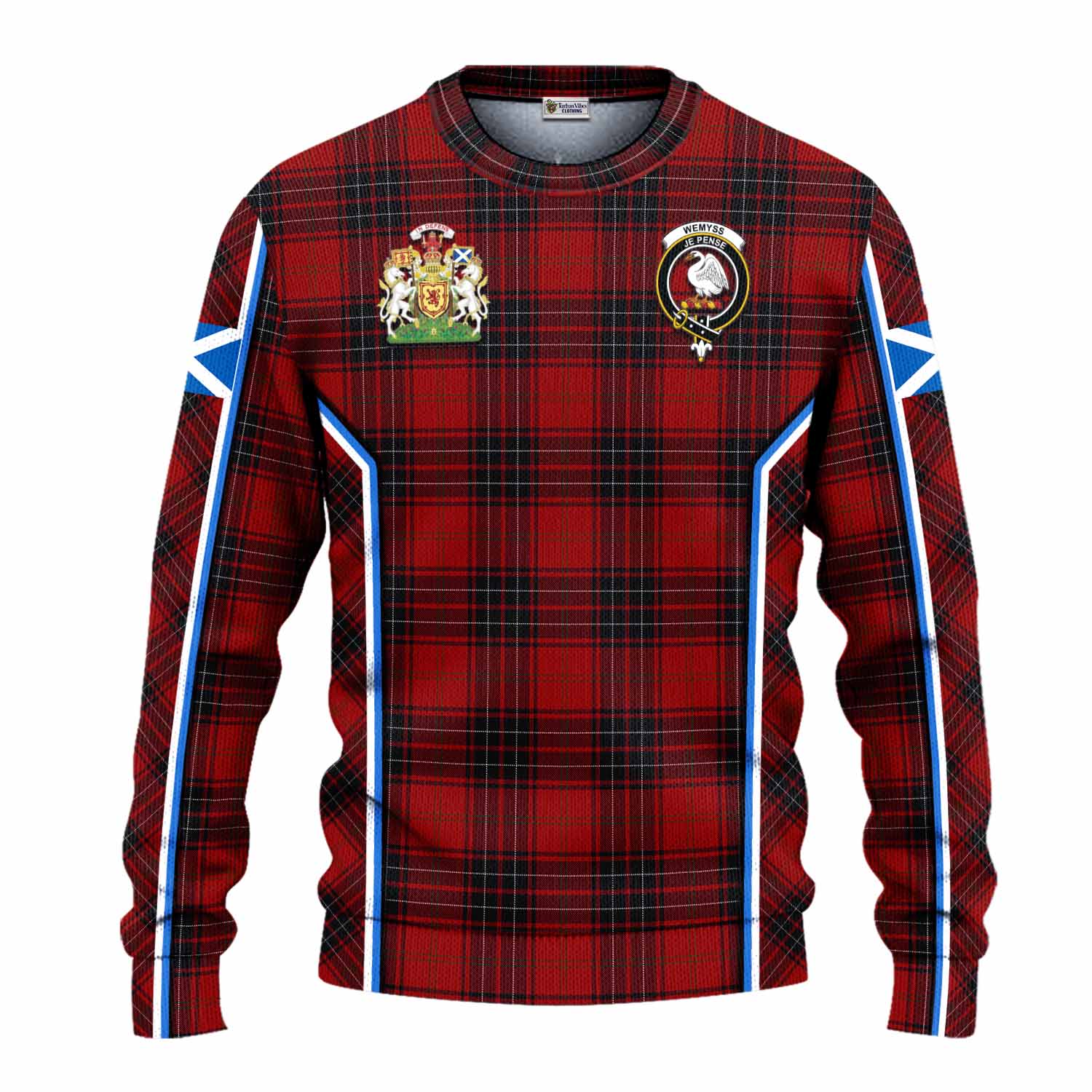 Wemyss Tartan Crest Knitted Sweater Scotland Coat of Arm Flag Style - Tartan Vibes Clothing