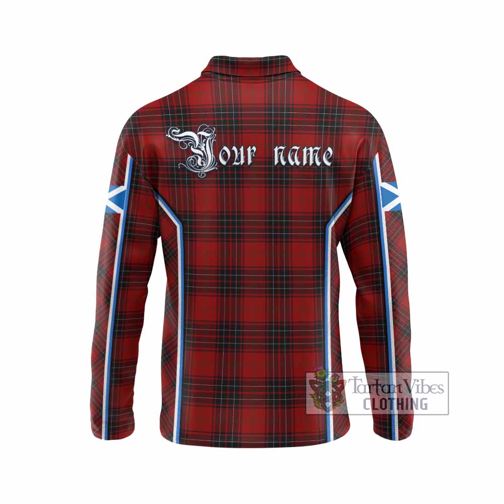 Wemyss Tartan Crest Long Sleeve Polo Shirt Scotland Coat of Arm Flag Style - Tartan Vibes Clothing