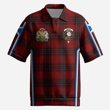 Wemyss Tartan Crest Men’s Polo Sweater Top Scotland Coat of Arm Flag Style