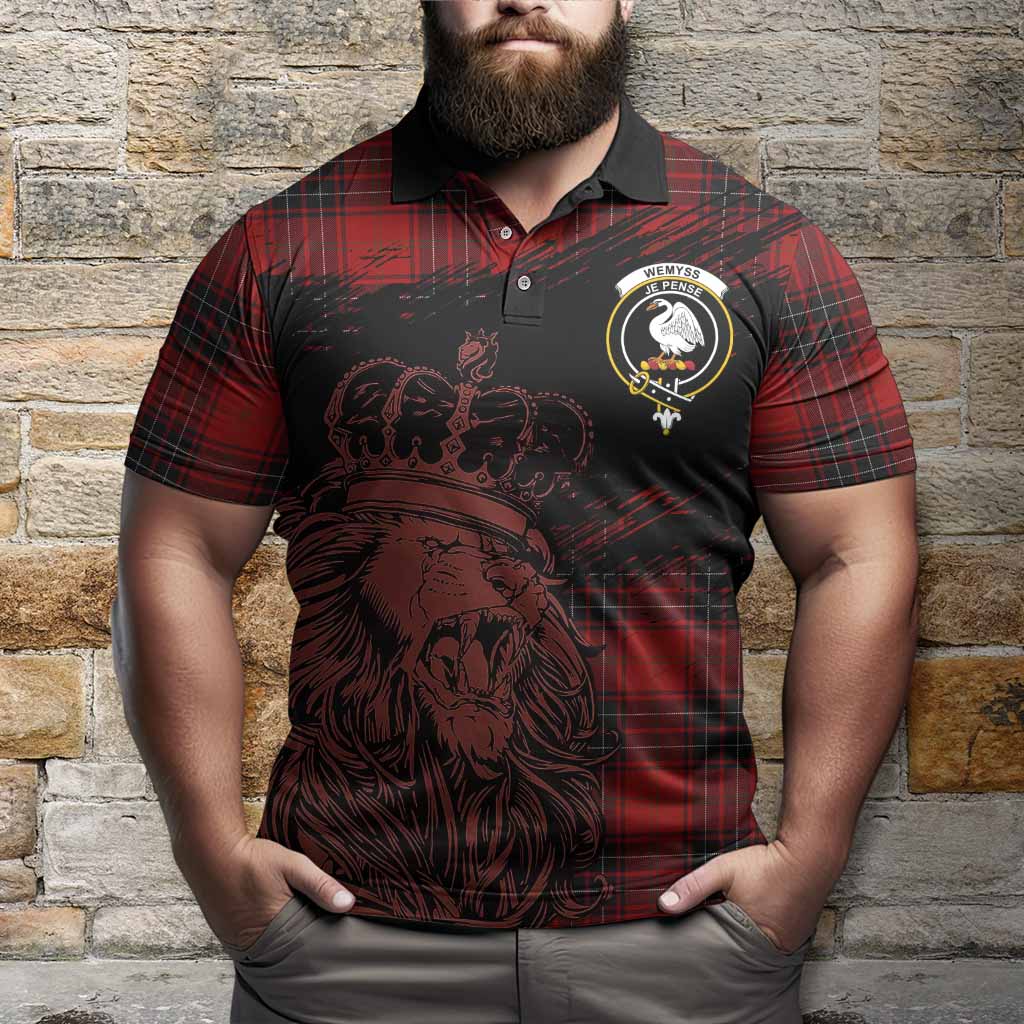 Wemyss Tartan Crest Polo Shirt Crowned Lion Heritage Style