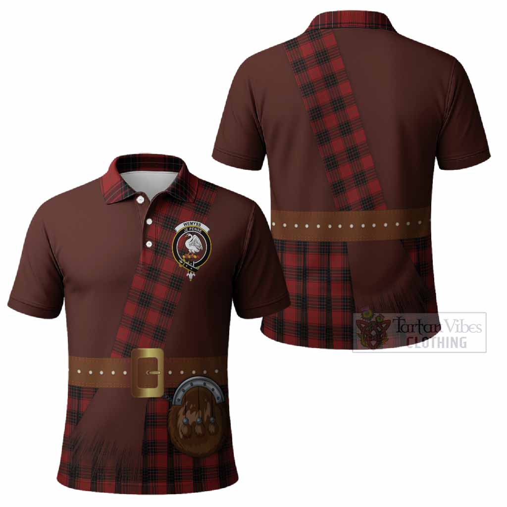 Wemyss Tartan Crest Polo Shirt Kilt Costume Style