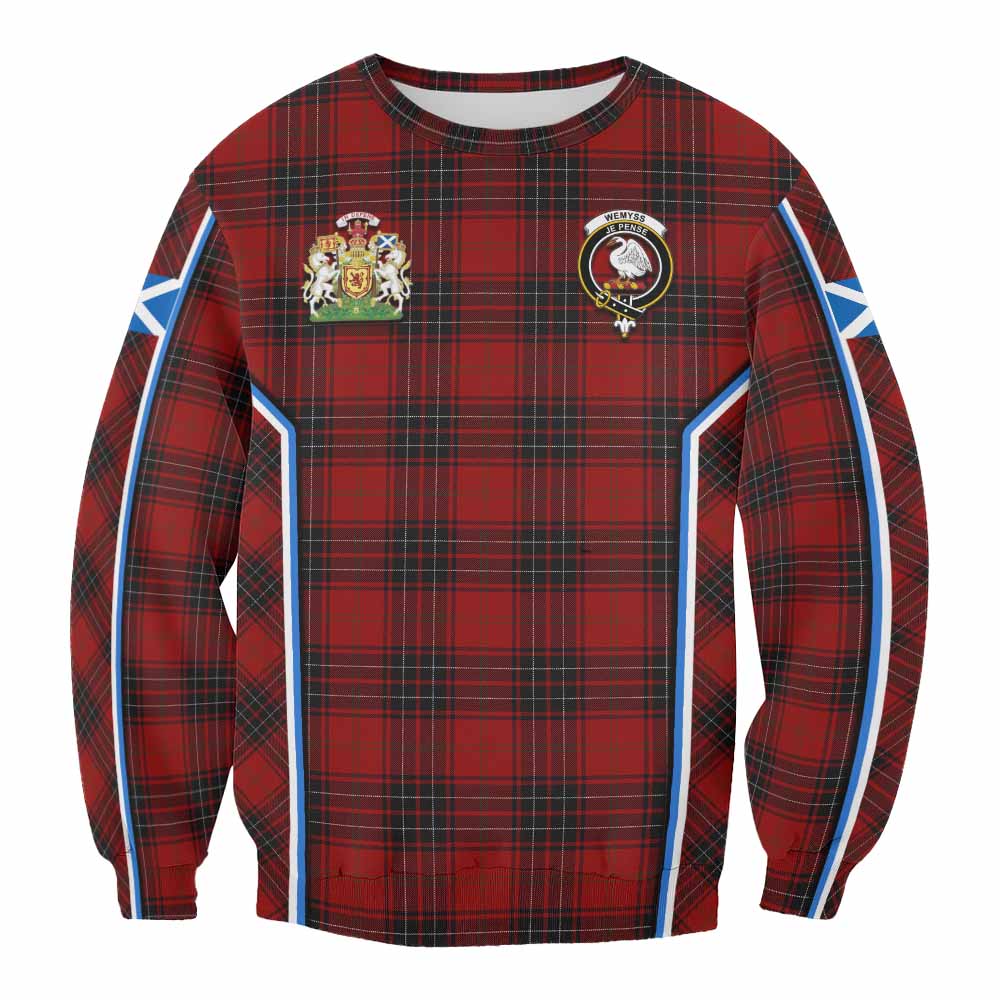 Wemyss Tartan Crest Sweatshirt Scotland Coat of Arm Flag Style - Tartan Vibes Clothing