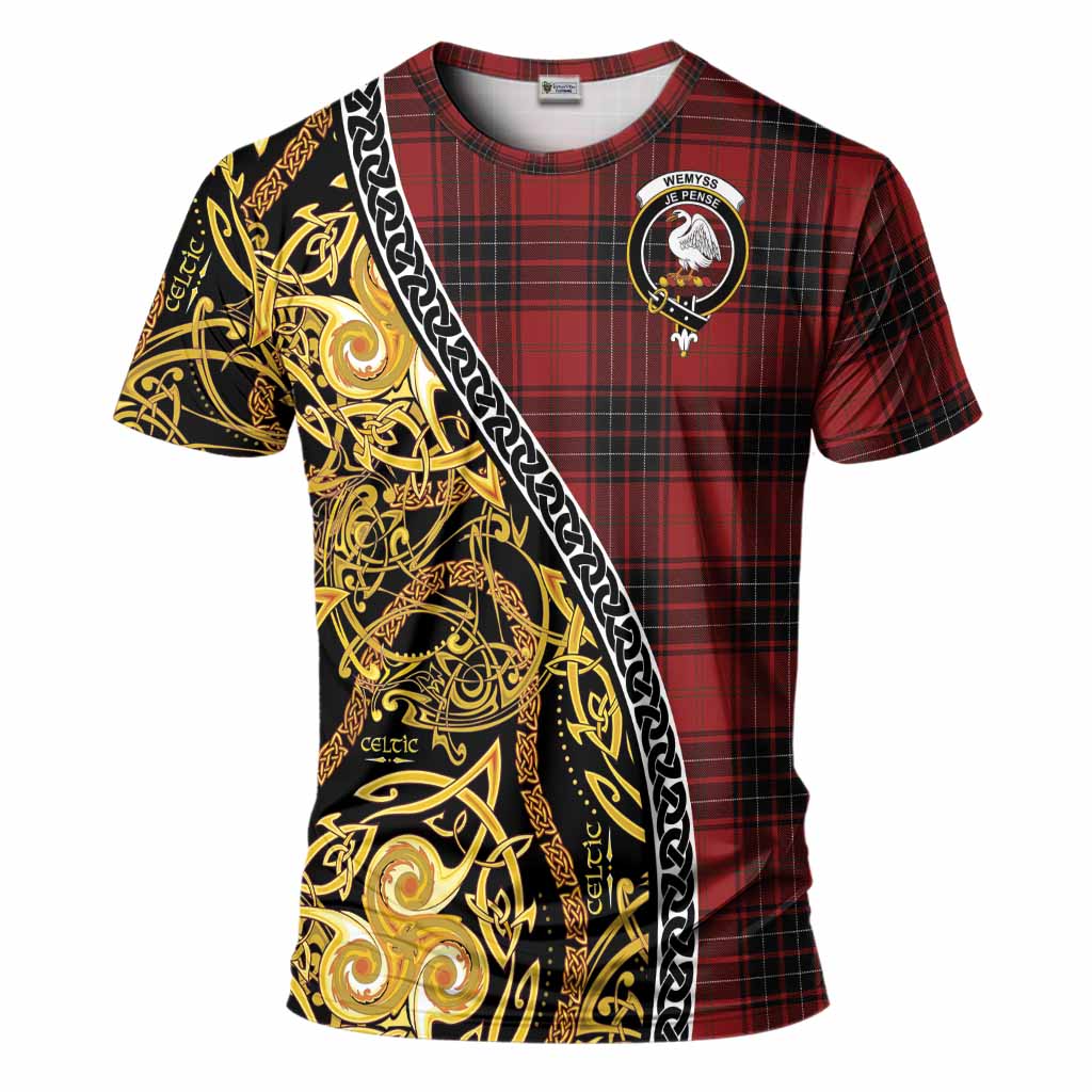 Wemyss Tartan Crest T-Shirt Celtic Knot and Triple Trickle Spiral Symbols