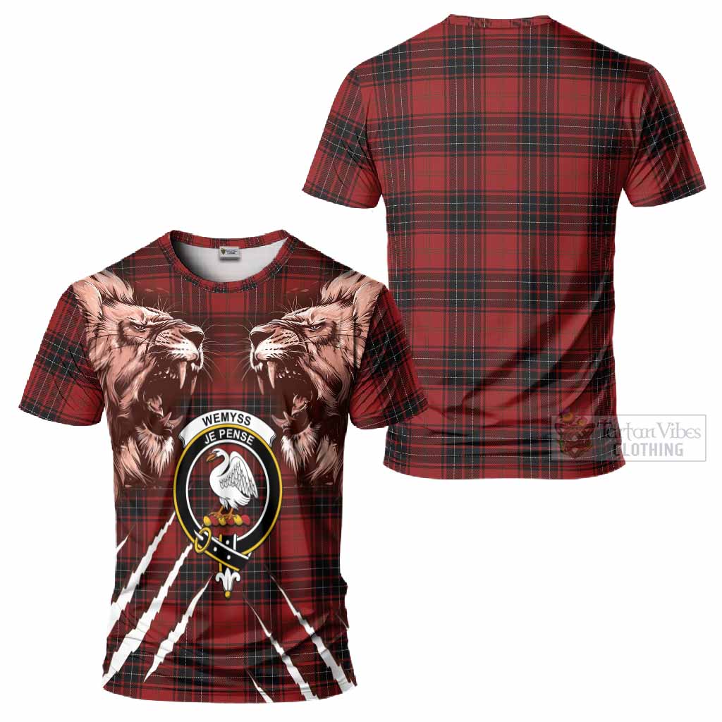 Wemyss Tartan Crest T-Shirt Ferocious Lion Style