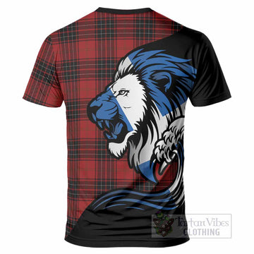 Wemyss Tartan Crest T-Shirt Scottish Golden Lions Wave Flow