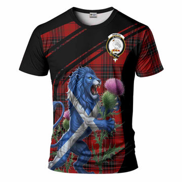 Wemyss Tartan Crest T-Shirt Scottish Lion Rampant Thistle