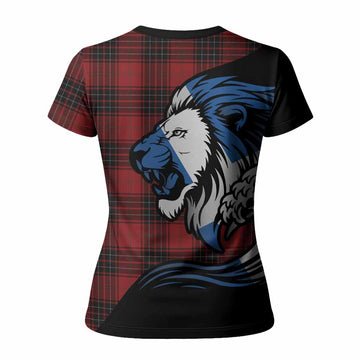 Wemyss Tartan Crest Women T shirt Scottish Golden Lions Wave Flow