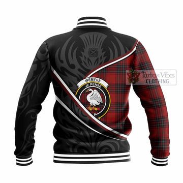 Wemyss Tartan Family Crest Baseball Jacket Celtic Scottish Thistle Floral - Tartan Vibes Clothing