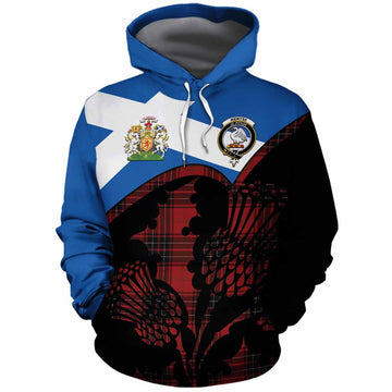 Wemyss Tartan Family Crest Cotton Hoodie Scotland Thistle Floral Flag Style