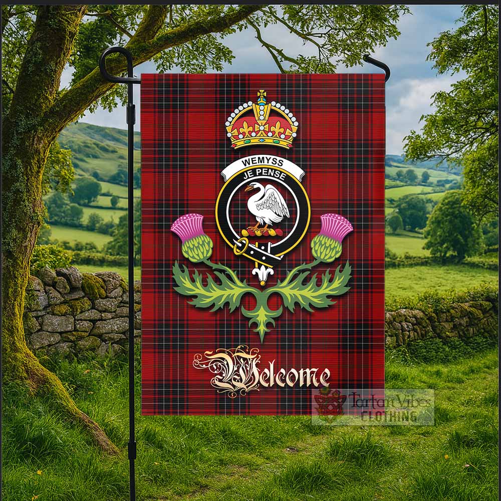 Wemyss Tartan Family Crest Garden Flag Royal Thistle Welcome Style - Tartan Vibes Clothing