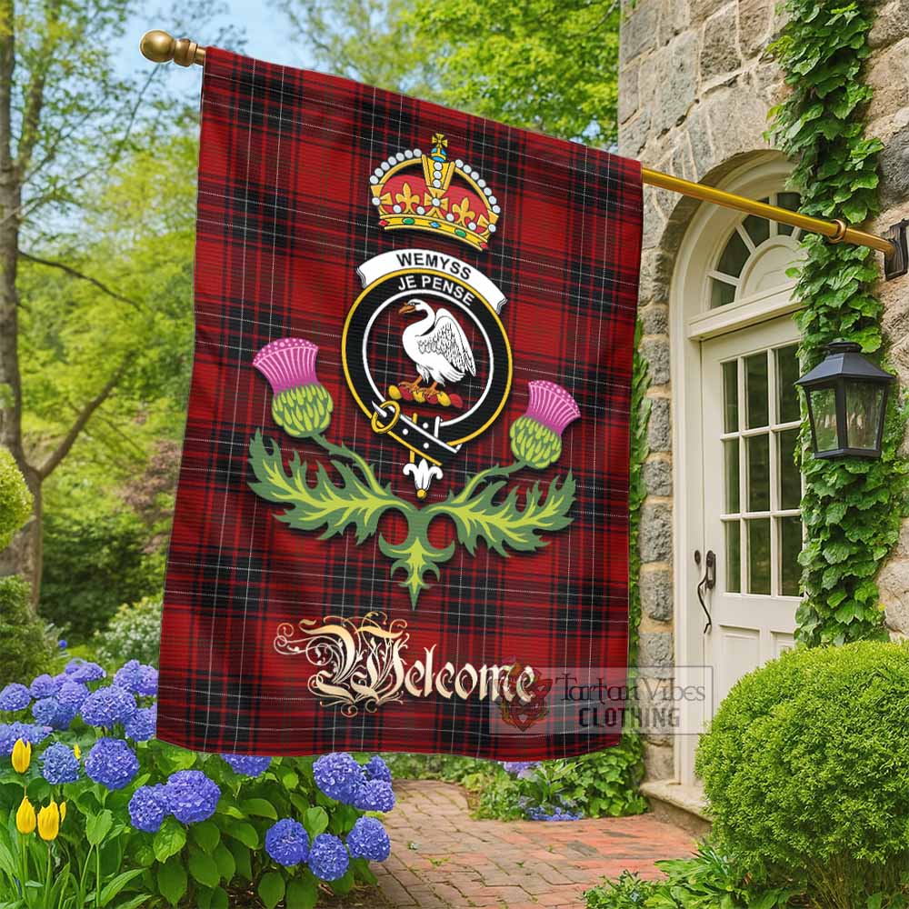 Wemyss Tartan Family Crest Garden Flag Royal Thistle Welcome Style - Tartan Vibes Clothing